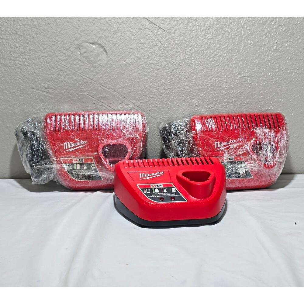 Lot of 3 Milwaukee M12 12V Lithium-Ion Battery Chargers 48-59-2401 Open Box